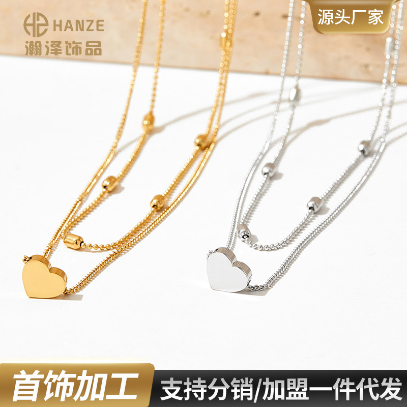New stainless steel double layer necklac...