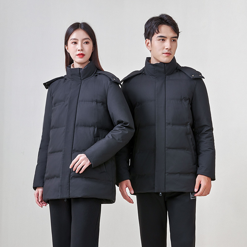 Down jacket men's and women's same winter new high-end warm business workwear coat white duck down overalls