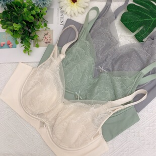 Latex Rabbit Ear Bra Soft Steel Ring Thin Non-Sponge Large Chest Small Gathering Adjustable Paramilia Underwear for Women