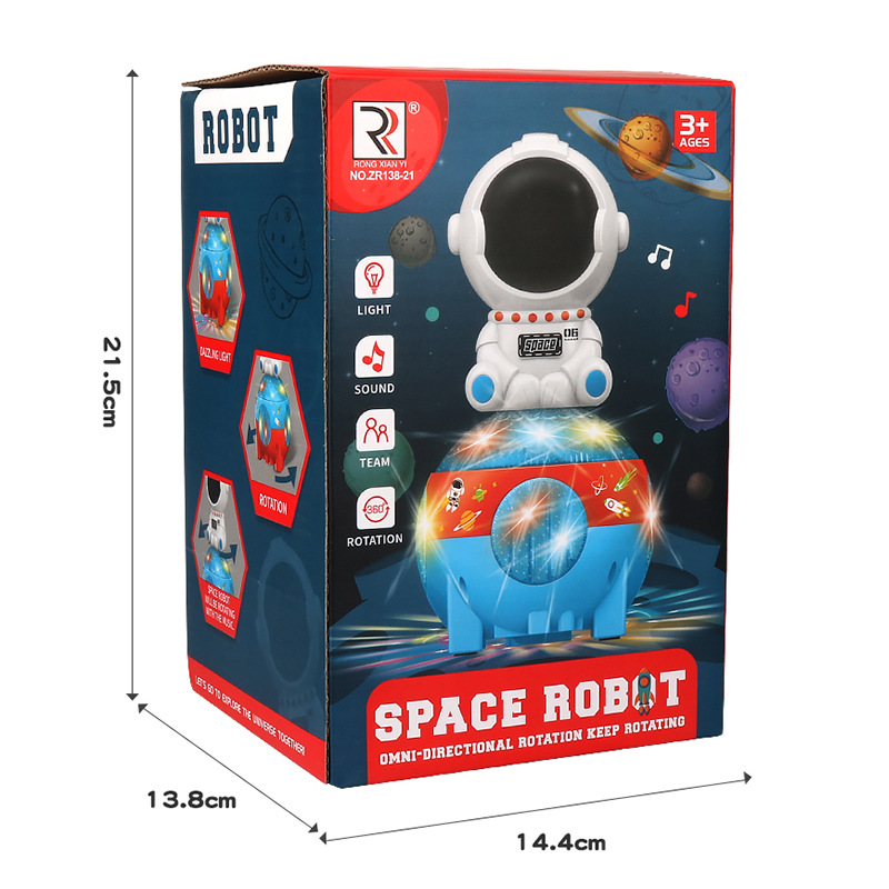 Transfronterizo eléctrico Universal danza espacio robot colorido música luz giratoria astronauta juguete de los niños