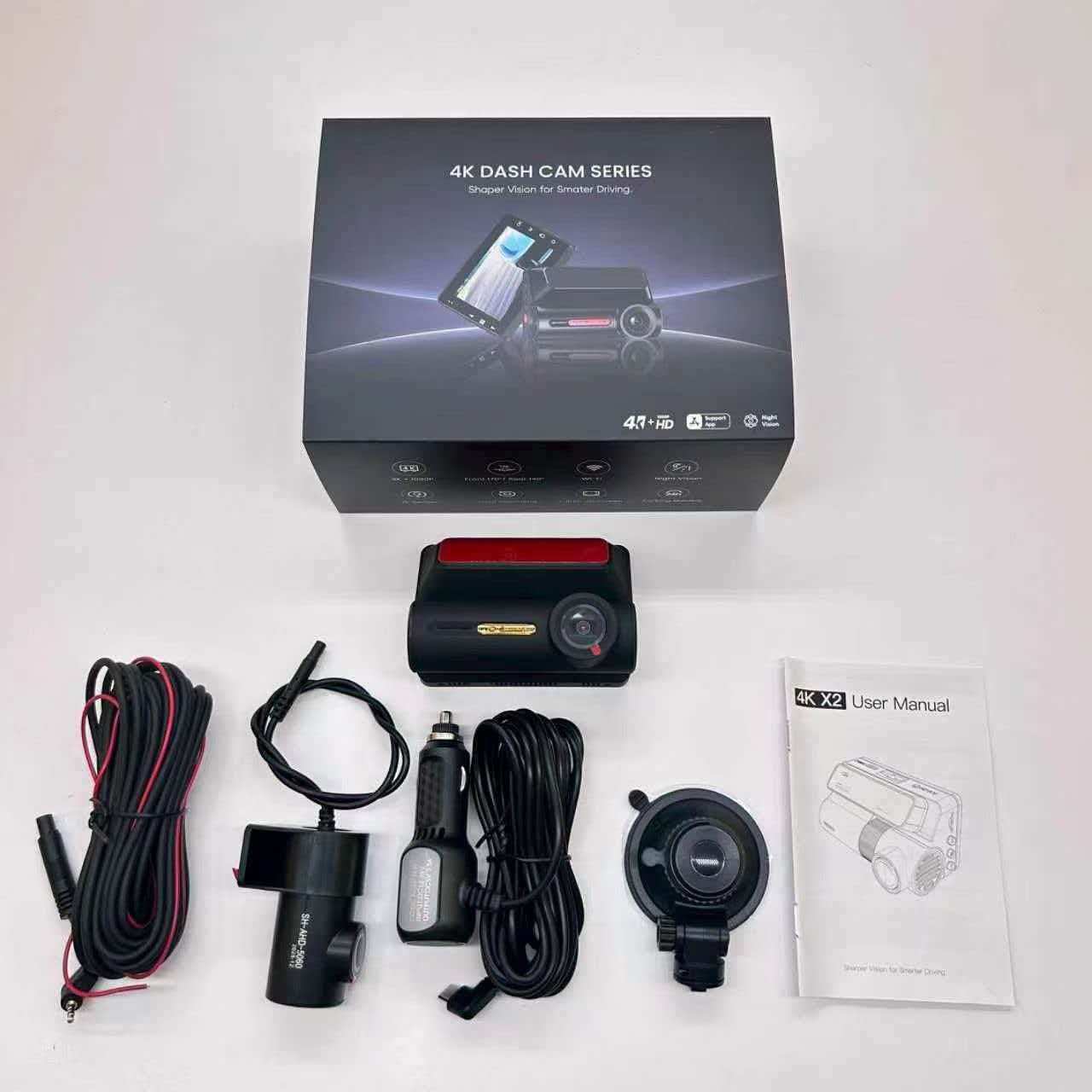 New Model of Driving Recorder with 4K Front and Rear Dual Recording, Wifi Mobile Phone Connectivity, 24-Hour Parking Monitoring, and Gps Positioning