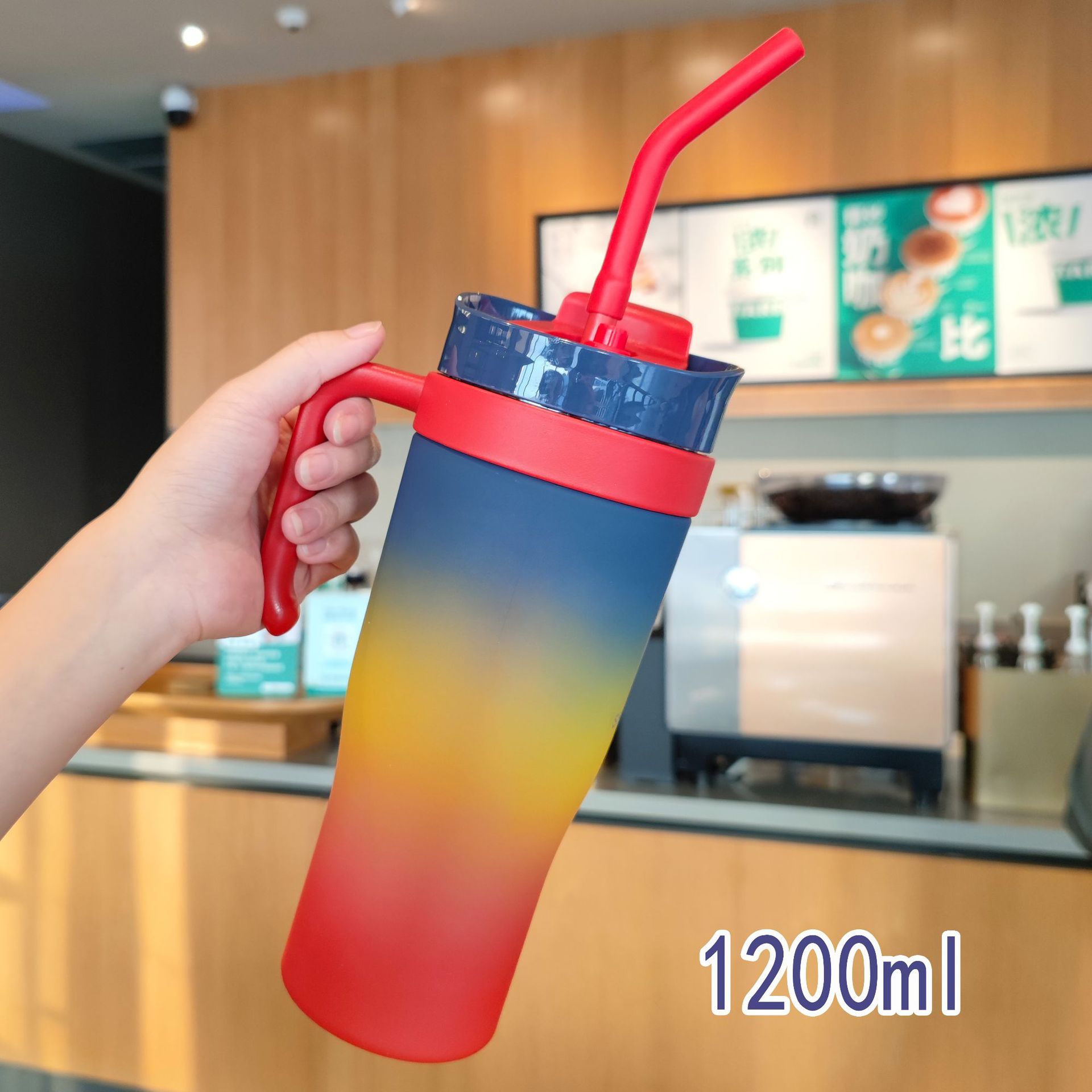 Nuevo coche helado taza paja doble bebida gradiente de color mango portátil de plástico taza de agua taza de coche en stock al por mayor