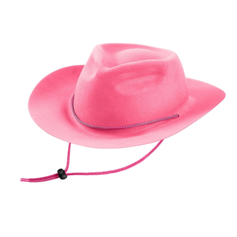 Sombrero de vaquero infantil estilo europeo y americano tipo Amazon no tejido con borde rosa