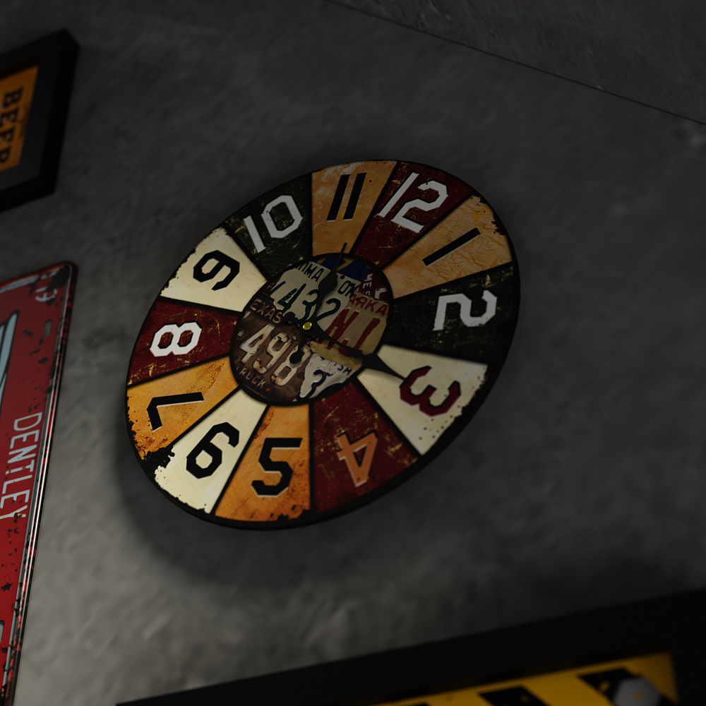 高分子_A08復古車牌相框牆裝飾畫組合掛畫裝飾框架掛鐘錶照片牆