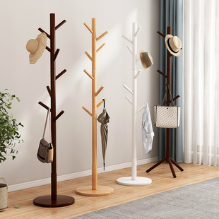 Solid Wood Coat Rack Bedroom Floor-Standing Home Room Clothes Rack Simple Clothes Rack Beech Wood Clothes Rack Bag Rod Shelf