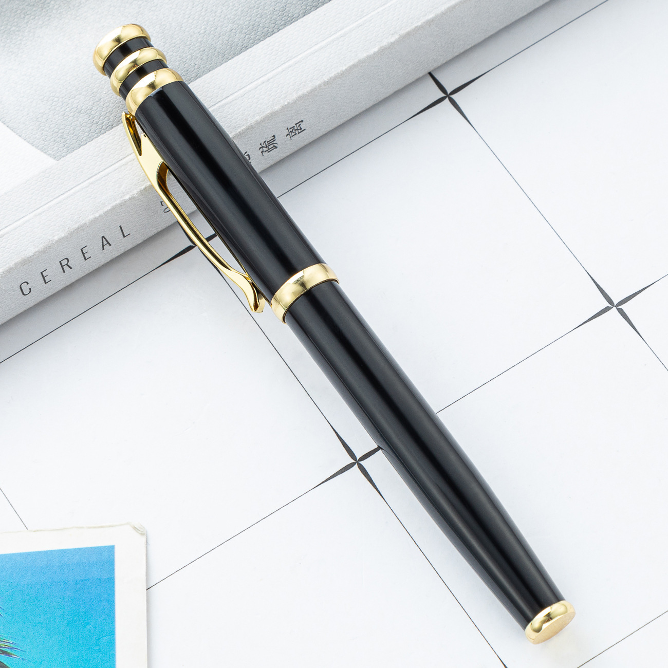 Nuevo pluma de firma de metal mayorista creativa de negocios de oficina pluma de bolas de agua imprimible logo publicitaria pluma de regalo