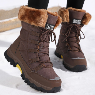 2024 new ladies snow boots winter warm boots fleece-lined thickened northeast cotton shoes cross-border plus size women's shoes