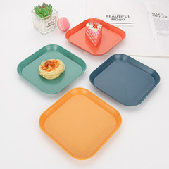 Amazon foreign trade wheat straw tableware round plate household salad plate dining boneless dish manufacturer supply wholesale