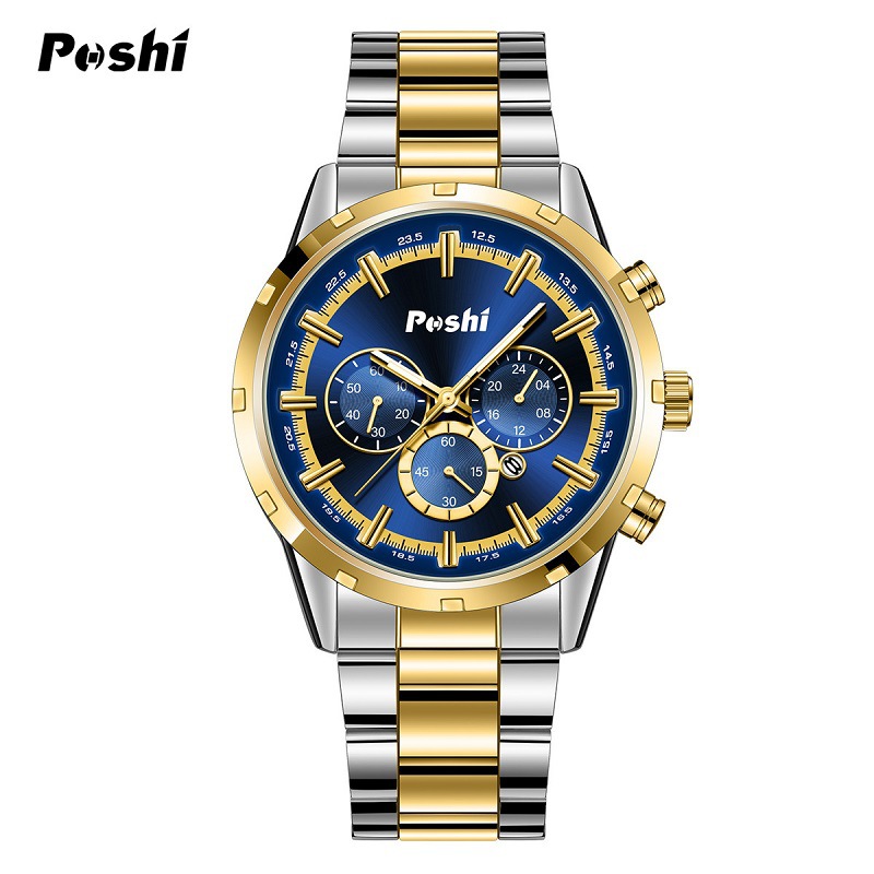 POSHI hombres de negocios reloj impermeable moda casual reloj de cuarzo calendario luminoso coreano reloj de hombre