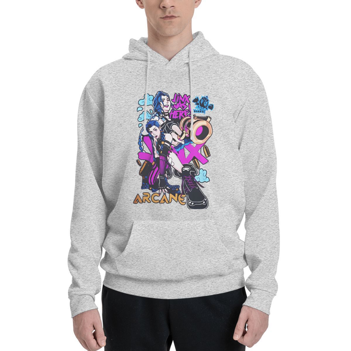 Jinx Loose Hoodies Male Arcane Set Fashion Pullover Hoodie