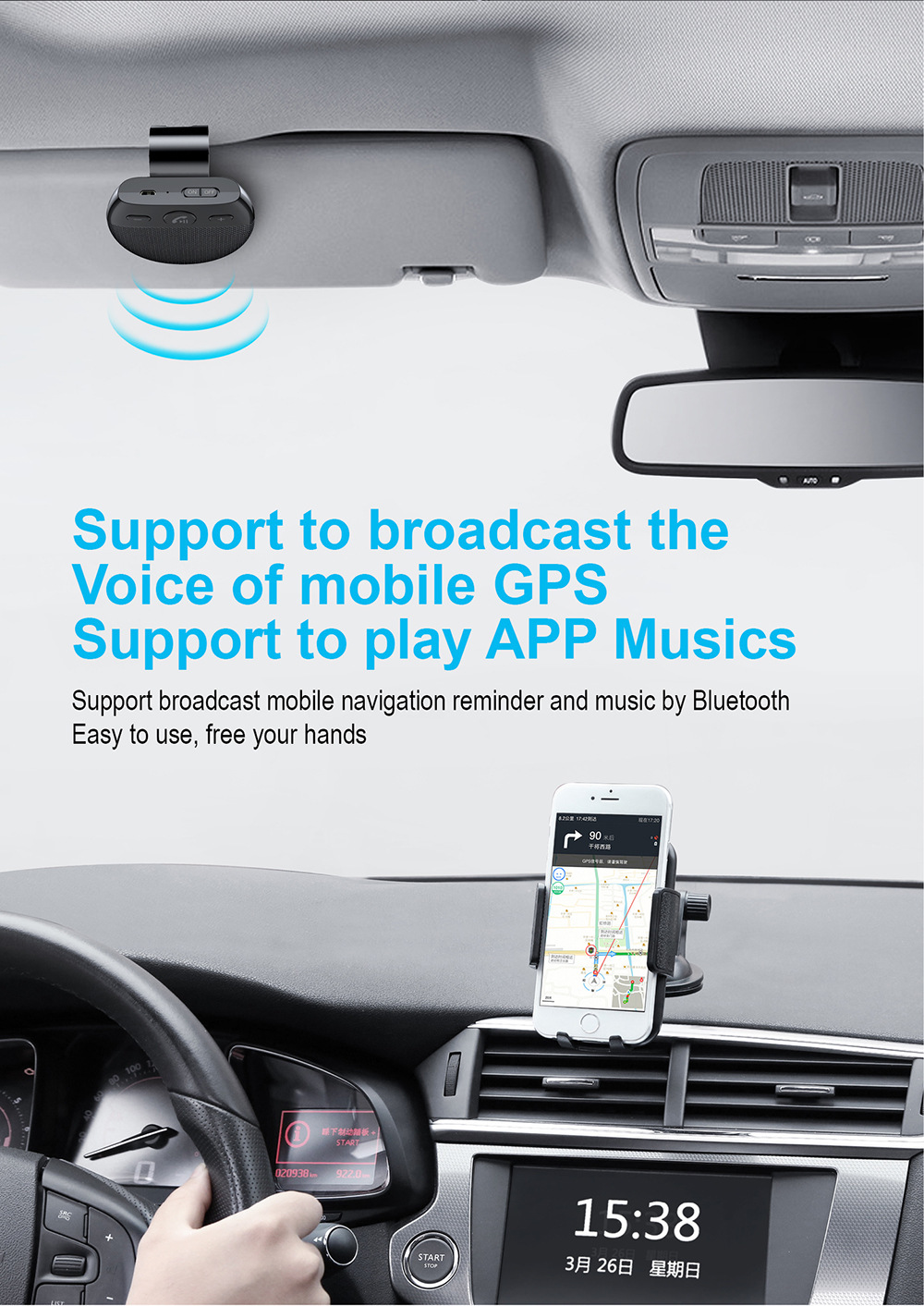Cross-Border New Sp11 Car Bluetooth Hands-Free Automatic Switching Siri Voice Control Sun Visor Car Hands-Free