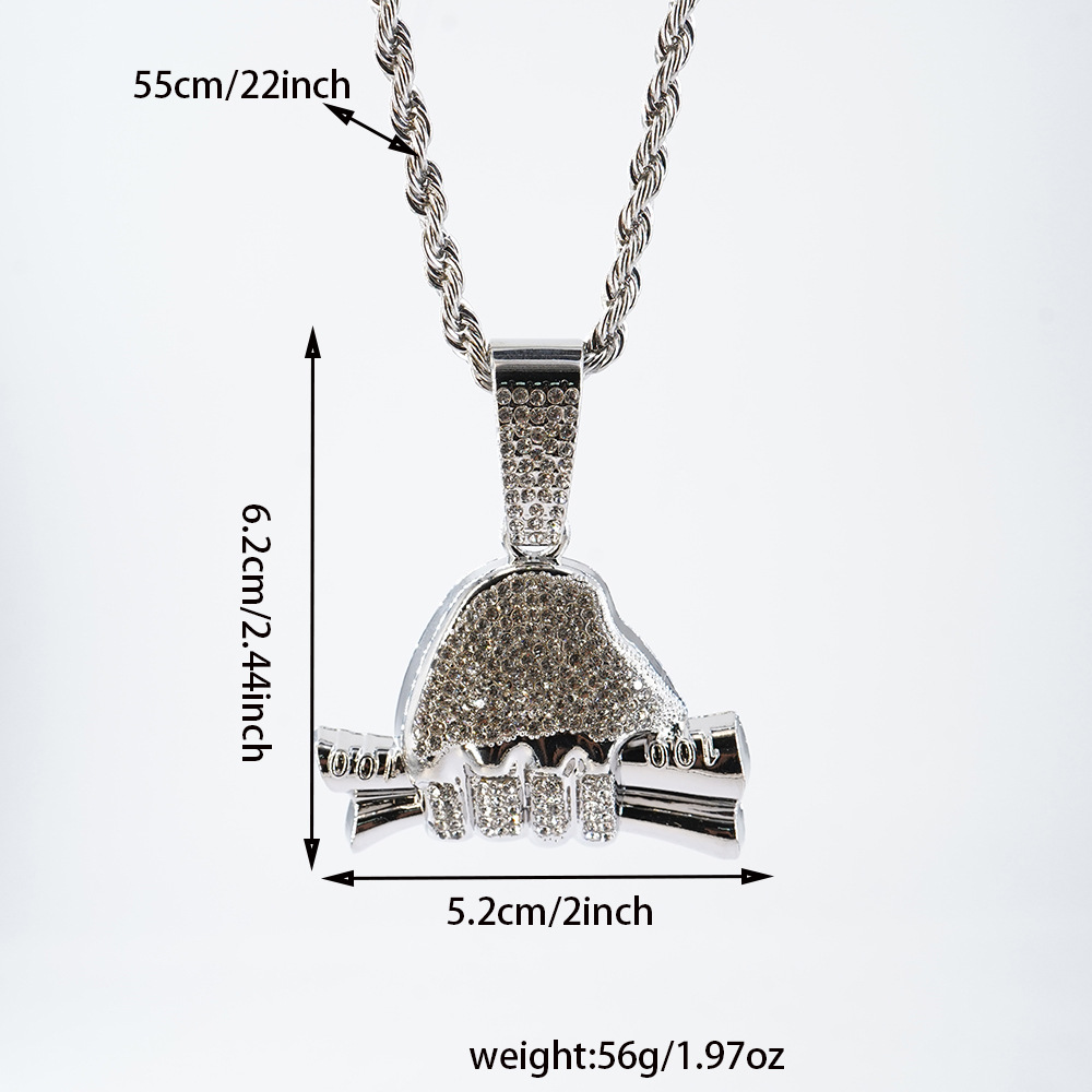 Nuevo cross-border Rich Forever con diamantes completos de mano colgante de dólar de moda hip hop hombre cadena cubana