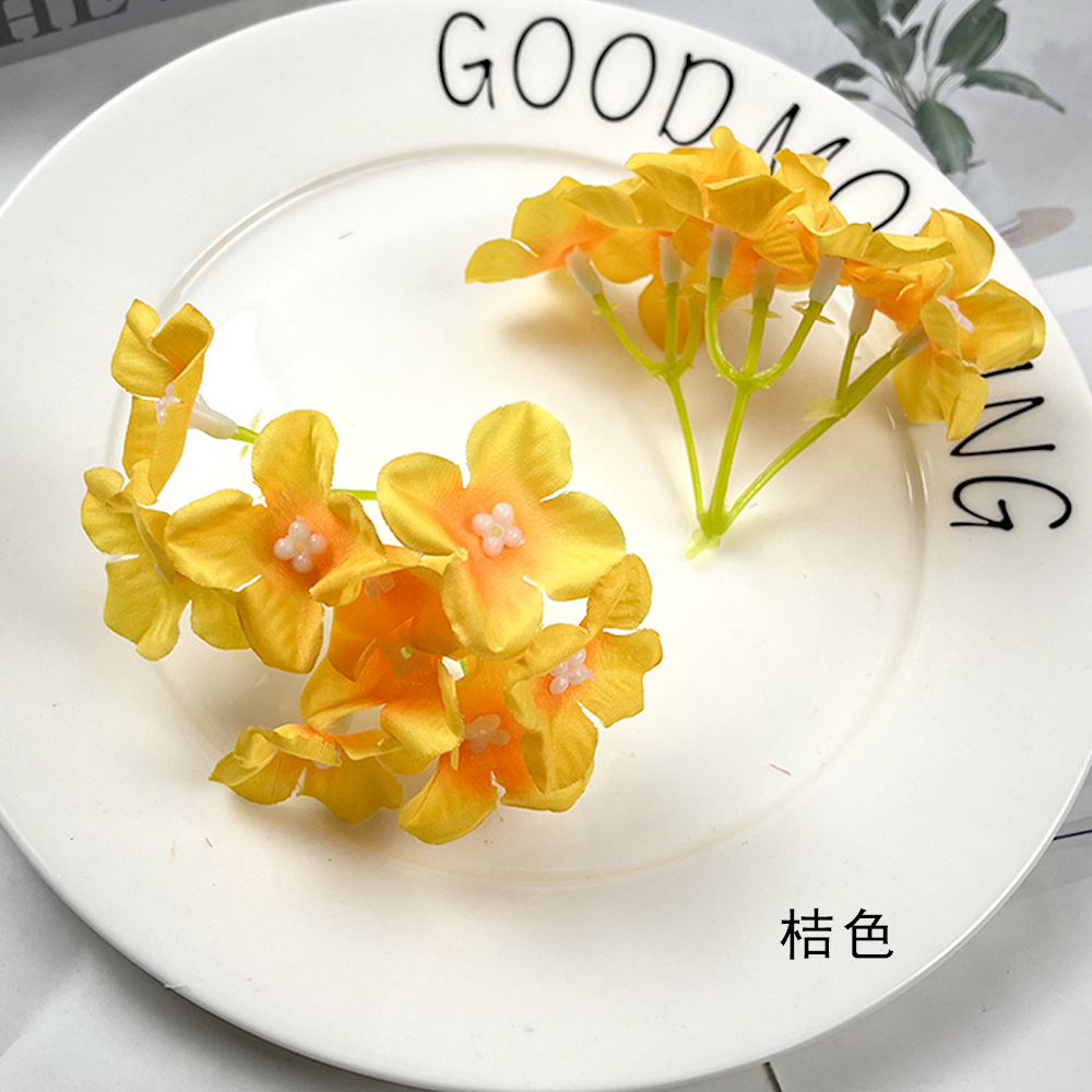 Pintura al óleo de imitación de hidrenias DIY9 cabeza tela de seda falsa flor tocado de flores de pinza material de diseño floral decoración de fotografía del hogar