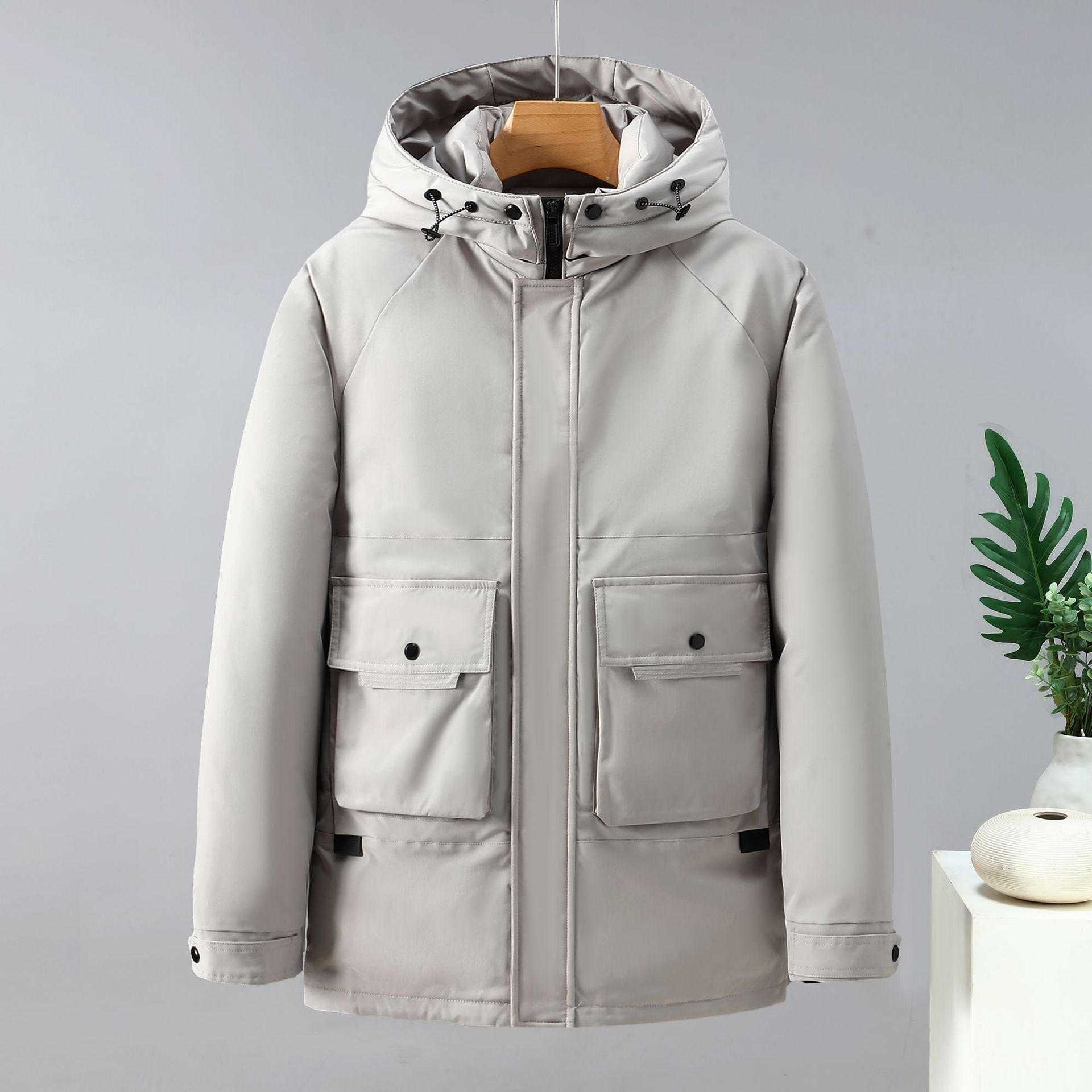Men's thick loose trendy hooded mid to long style, 2023 autumn and winter new jacket, cotton jacket_voghion.com