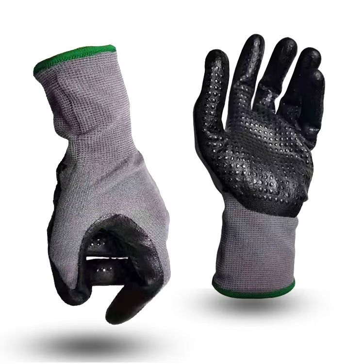15 针尼龙浸渍手套丁腈超细泡沫分配防护手套安全防滑工作手套