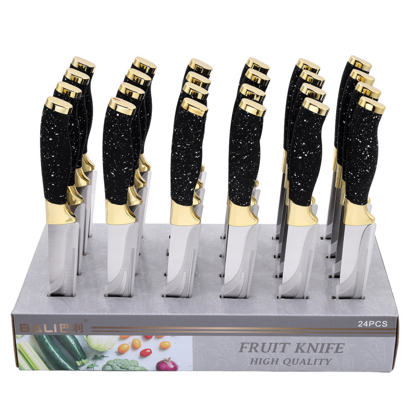 Venta caliente al por mayor juego de cocina cuchillo de caja de exhibición de acero inoxidable cuchillo de cocina con tapa de galvanoplastia doble juego de cuchillo de chef caja de regalo