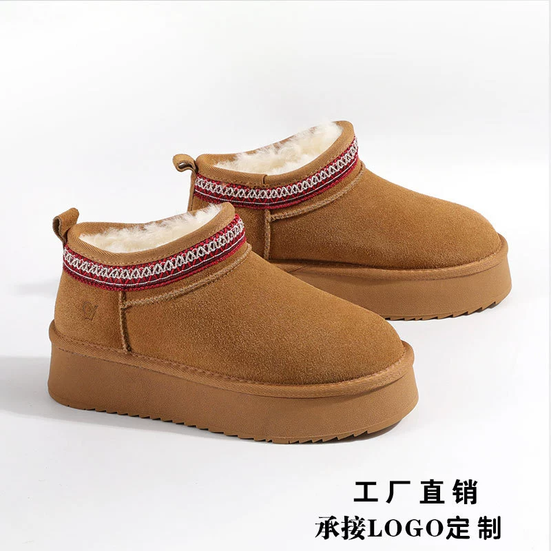 Универсальные женские зимние сапоги на толстой подошве, новинка зимы 2025, короткие ботинки с мехом, теплые хлопковые сапоги.