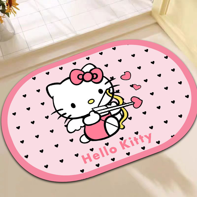 可爱HelloKitty硅藻泥吸水地垫家用卫生间洗漱台防滑易打理门垫|undefined