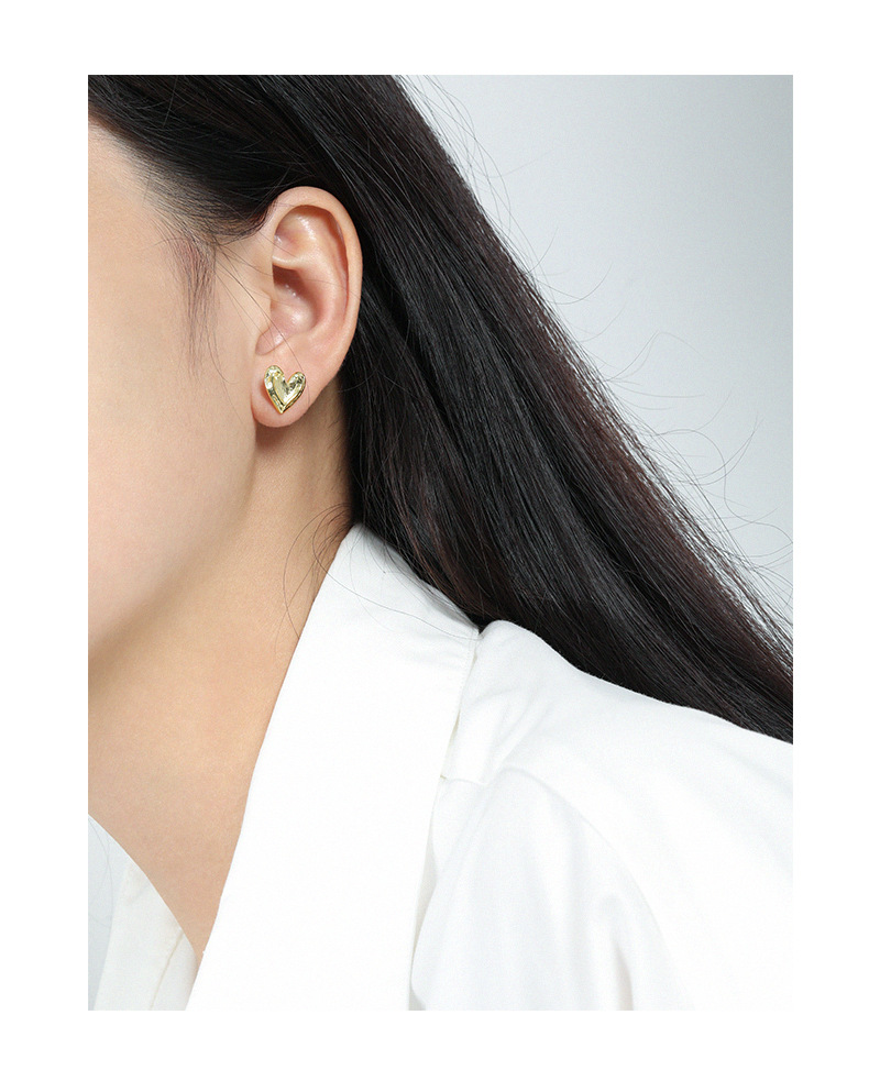 925 Sterling Silver Ear Needle Material 1 Pair 925 Sterling Silver Heart Shape Ear Studs