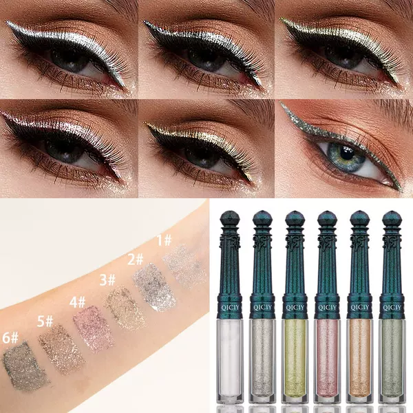 Cross-border QICIY 6-color flashing eyeliner smooth quick-drying color waterproof sweat-resistant not easy to faint eyeliner foreign trade wholesale