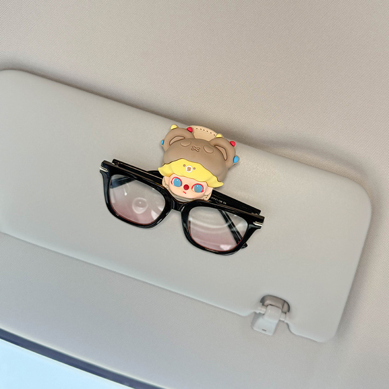 Car-Mounted Glasses Clip for Use in the Car, Sunglasses Holder, Sun Visor Magnetic Clip, Cute Cartoon Design for Women