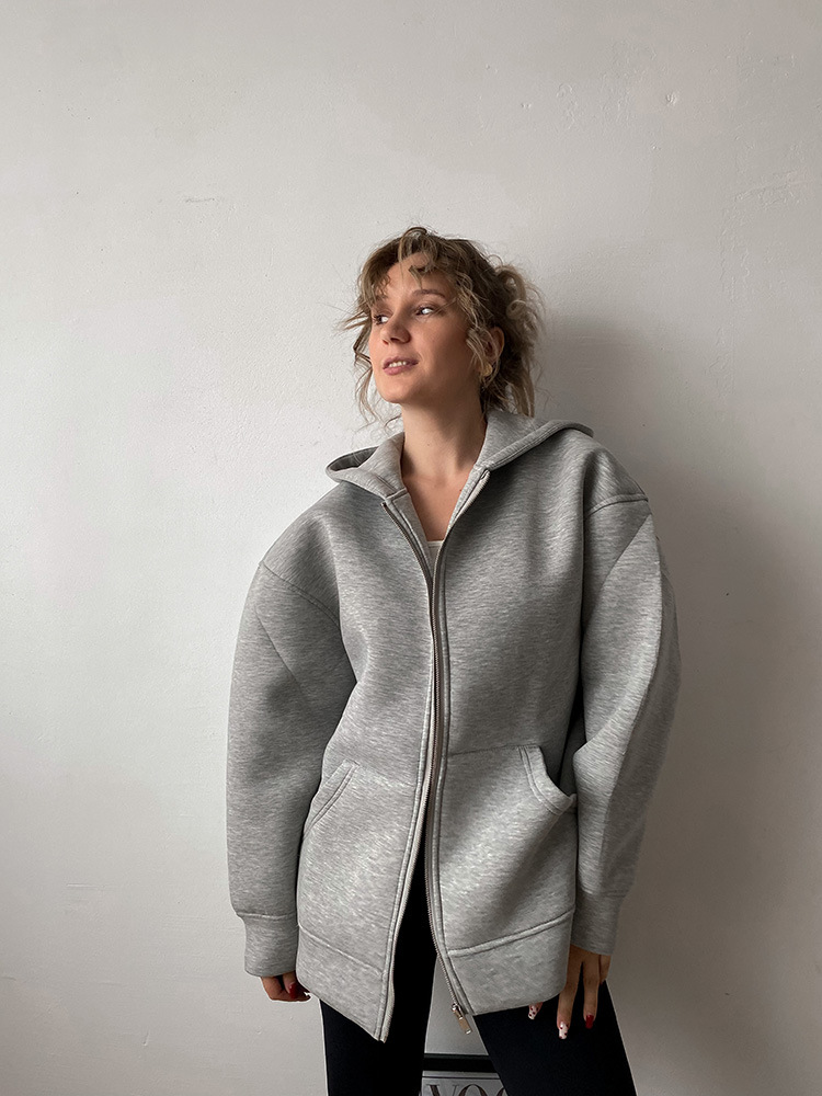 Women's Clothing autumn and winter hooded long sleeved jacket zipper basic jacket new women's casual sweatshirt_voghion.com