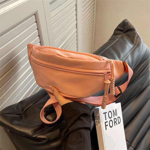 Super hot chest bag  summer new Korean style fashionable zipper women's waist bag wide shoulder strap small bag crossbody bag