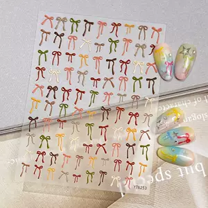 สติกเกอร์ติดเล็บลายโบว์แบบนูน