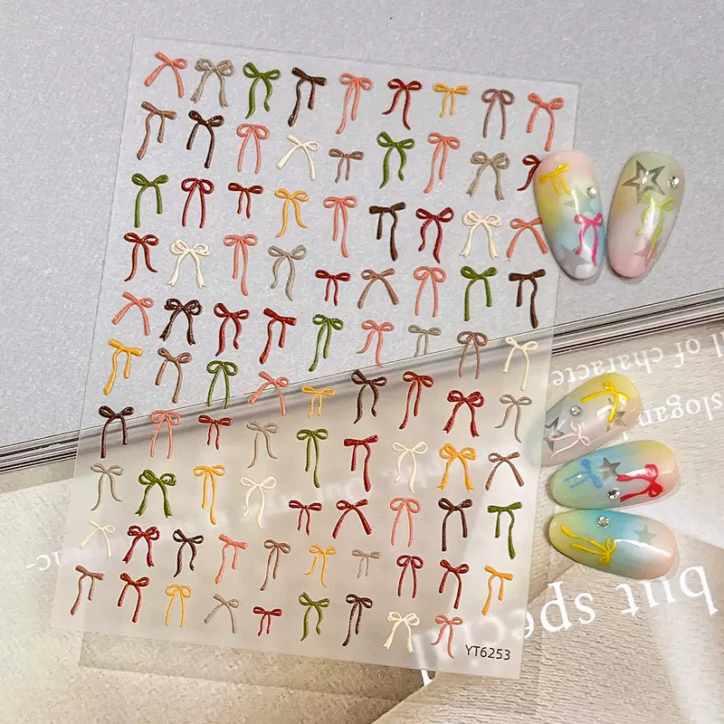 สติกเกอร์ติดเล็บลายโบว์แบบนูน