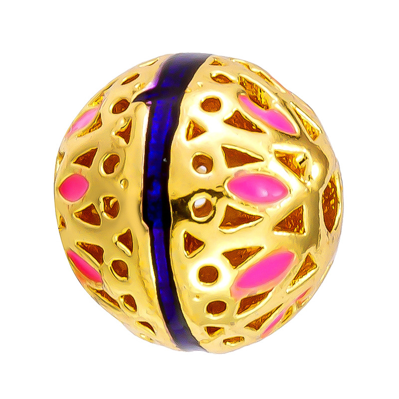 Antiguo método oro goteando aceite azul quemado colgante cuentas Dios de la riqueza atrapador de sueños flor cuentas de tambor accesorios de bricolaje joyería de transferencia