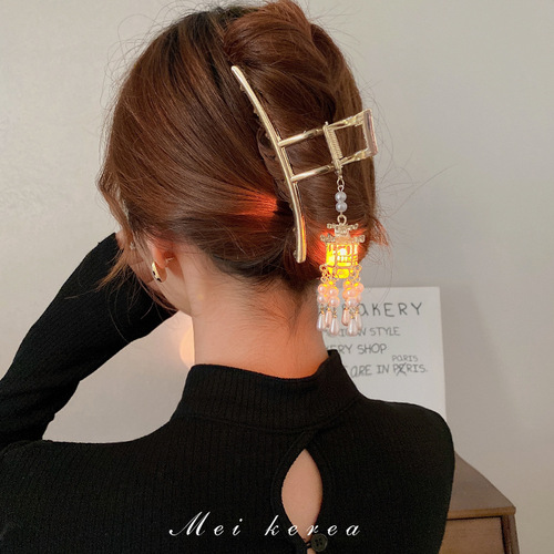 Ancient style lantern, palace lantern, pearl tassel hairpin, palace style elegant temperament hairpin, personalized design hairpin