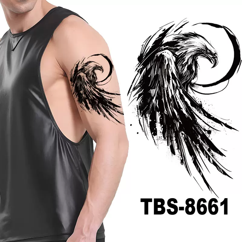 新款防水纹身贴美式图腾纹身贴纸宇航员狼虎死神防水防汗纹身贴