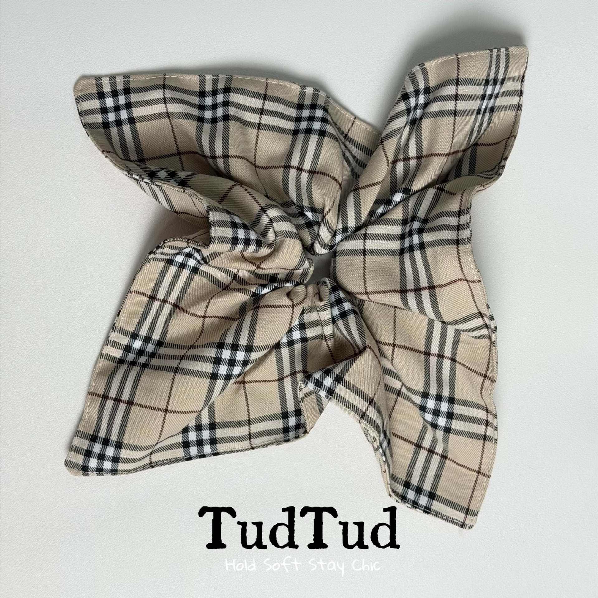 Tudtud Brown Plaid Scarf Hair Tie! Low-Saturation, High-End Hair Accessories for Everyday Hairstyles
