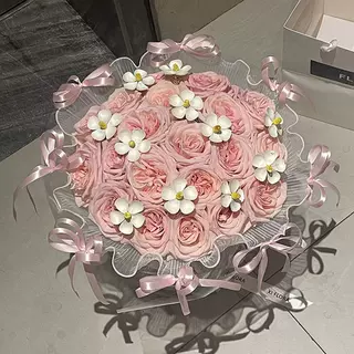 永生花小香风花束永生花高级感玫瑰仿真香皂花送女友七夕礼物花束