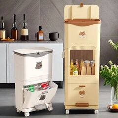 背の高いゴミ箱キッチン腰が痛くない袋蓋多層収納ゴミ箱リビングルーム多機能大容量収納ラック