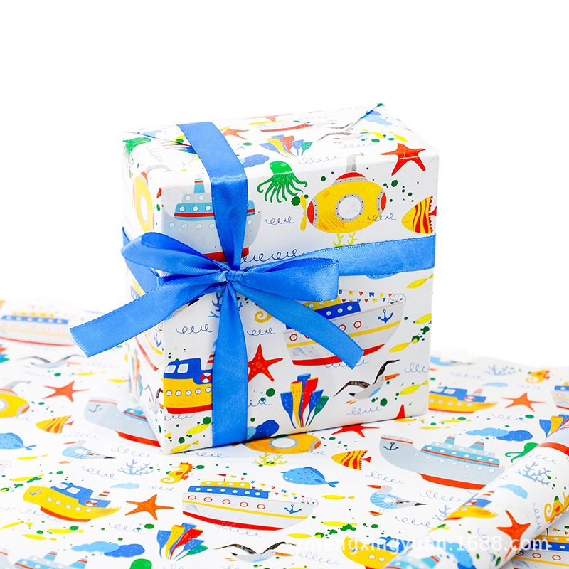 Nuevo papel de regalo creativo de dibujos animados de vacaciones de cumpleaños de hoja grande kindergarten bricolaje caja de regalo hecha a mano papel de embalaje papel decorativo
