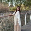 Tassel shawl [Beige]