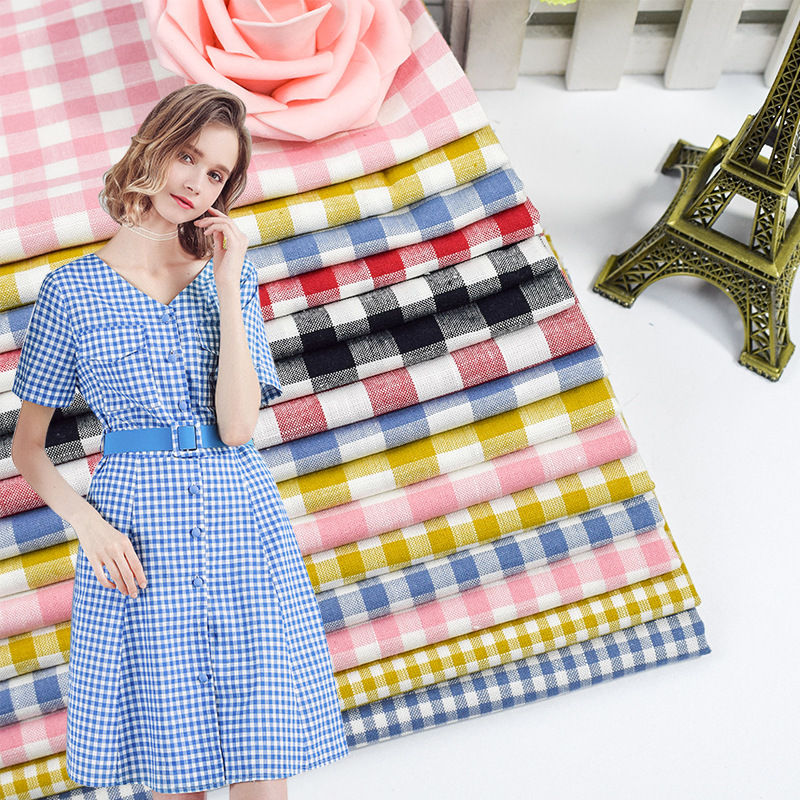 厂家直供 春夏色织格子布 竹节朝阳格子 时尚衬衫连衣裙时装面料