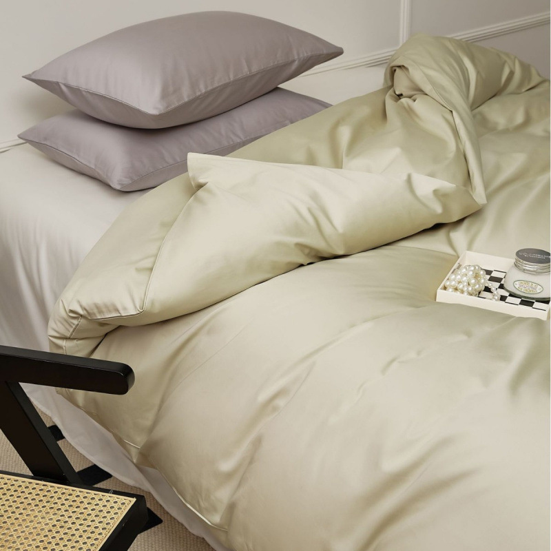 100 fundas de edredón individual de algodón de fibra larga, algodón de cuatro estaciones, color sólido, cama individual simple, funda de almohada individual, sábana de algodón puro