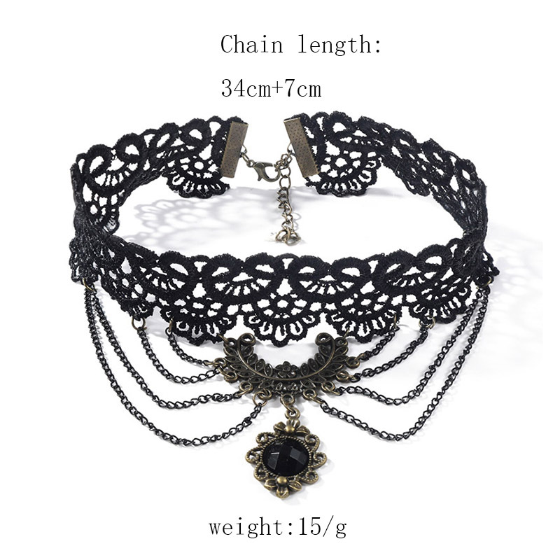 Gothic Style Simple Hollow-out Chain Multi-layer Lace Necklac display picture 1