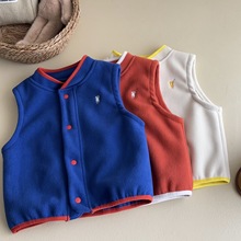100-150码 儿童摇粒绒马甲冬男女童加绒保暖背心宝宝外穿坎肩上衣