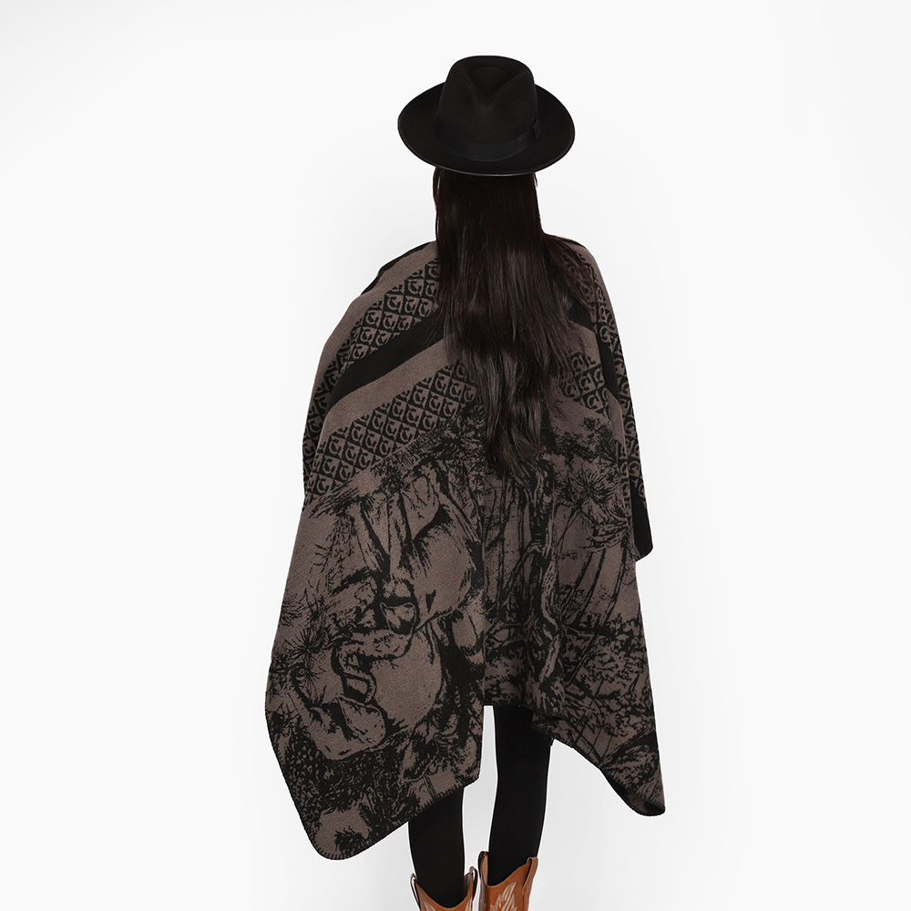 Nicho forestal de otoño y invierno para mujeres mantén cálido animal tigre patrón jacquard mantel de viaje para fotos cálidas