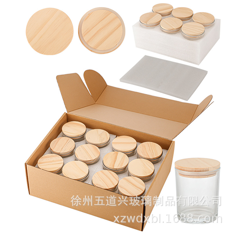 Vaso de vidrio exclusivo de Amazon para velas aromáticas de 220 ml, paquete de 6/12, vaso transparente vacío de 7 onzas con tapa para velas