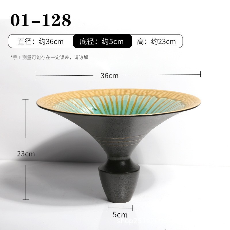 Imported Shigaraki Ikebo flower vessel with flowing glaze and large diameter