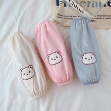 韩国ins风小熊保暖袖套女冬季防污绒布袖头加长款羽绒服套袖批发