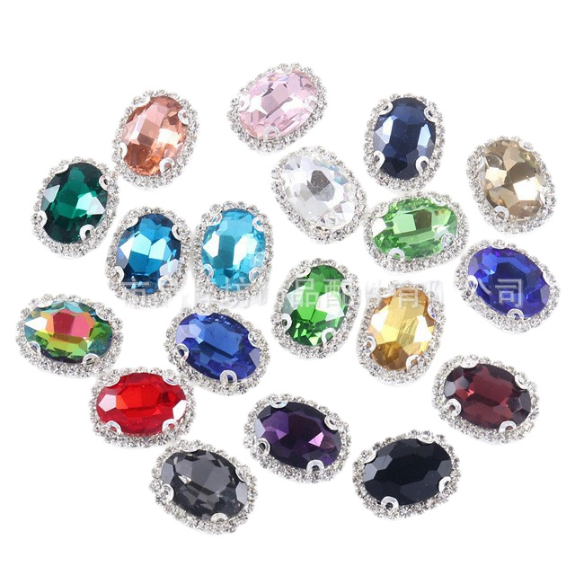 Oval special-shaped welded crystal buckle edge glass claw drill DIY…