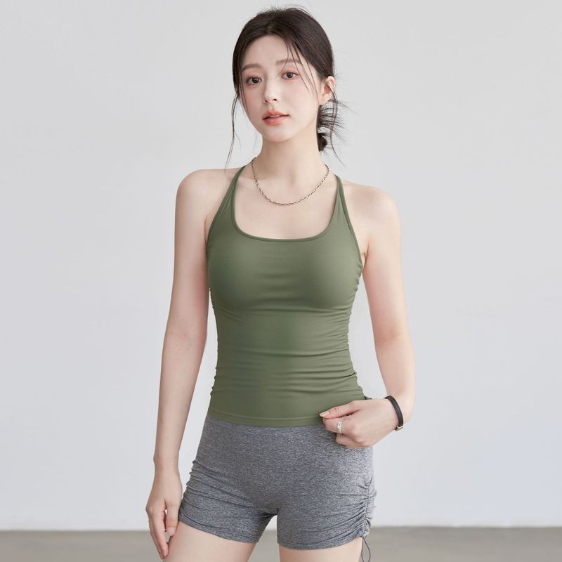 瑜伽服背心女跑步运动文胸无袖美背一体式普拉提健身运动内衣批发|undefined