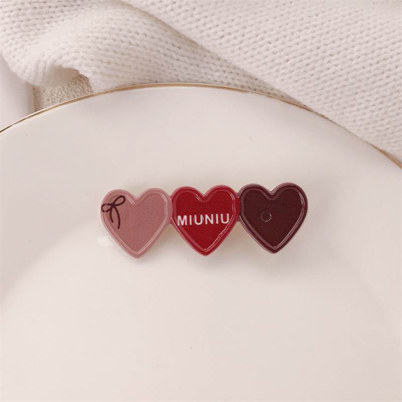 Nuevo amor arco pato boca clip de cabello dulce corazón de la niña libre frente frente frisa lateral clip de cabello roto tocado