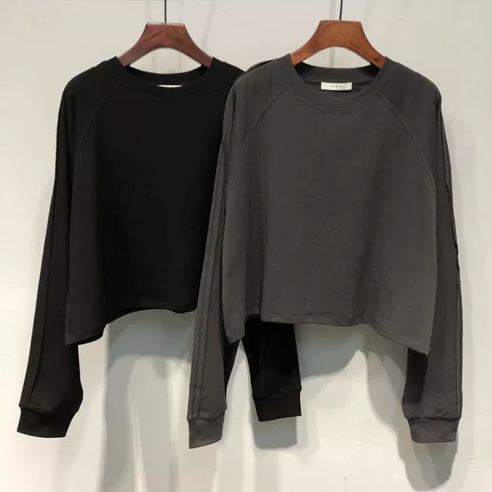 Футболка (T-shirt) Tide короткая хлопковая с длинным рукавом, оверсайз, базовая