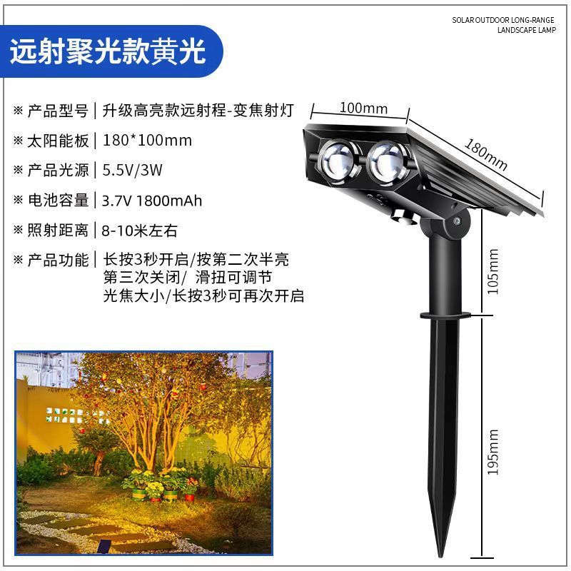 跨境太阳能射灯 户外高亮防水别墅庭院草坪照树灯LED地插草坪射灯|undefined